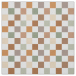 Boho Neutral Earthy Checker Checkerboard Checkered Fabric