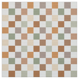 Boho Neutral Earthy Checker Checkerboard Checkered Fabric