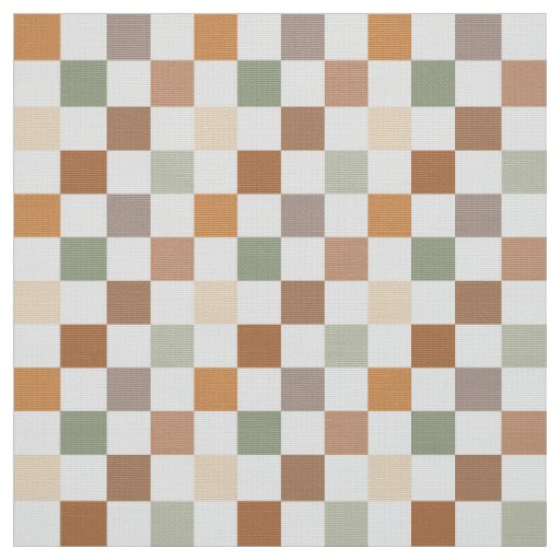 Boho Neutral Earthy Checker Checkerboard Checkered Fabric