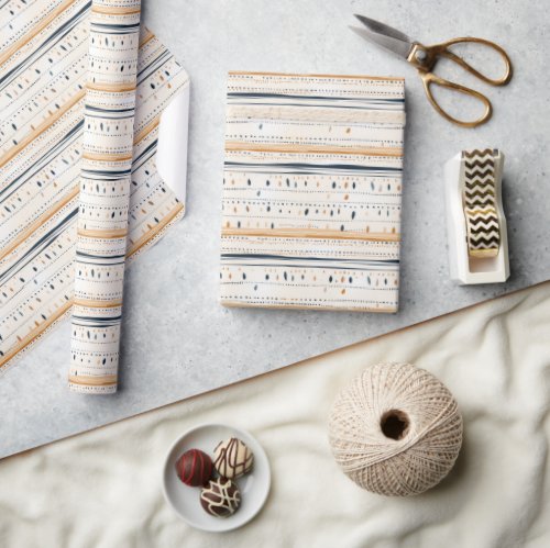 Boho neutral earthy navy rusty geometric ethnic wrapping paper