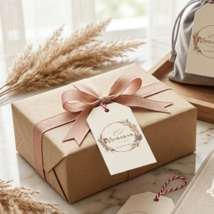 Boho Neutral Eid Mubarak Gift Tag Elegant Pampas 