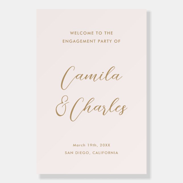 Boho Neutral  Engagement Party Welcome  Foam Board (Front)