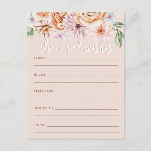 Boho Neutral Floral Baby Shower advice and wishes Enclosure Card