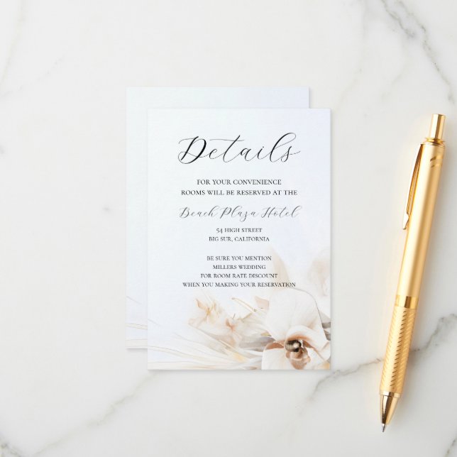 Boho Neutral Floral Details Card (Front/Back In Situ)