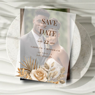Boho Neutral Floral Elegant Wedding Save The Date Vellum Invitations