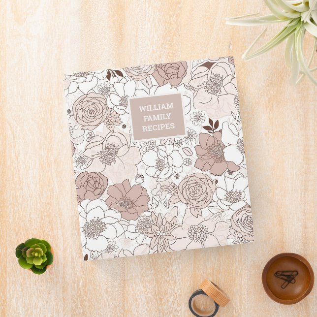 Boho Neutral Floral Pattern 3 Ring Binder (In Situ)