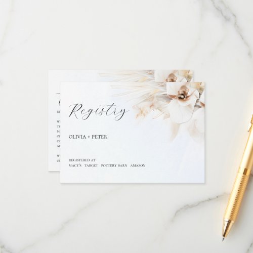 Boho Neutral Floral Registry Card