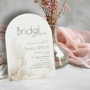 Boho Neutral Fluff Pampas Grass Arch Bridal Shower Invitation