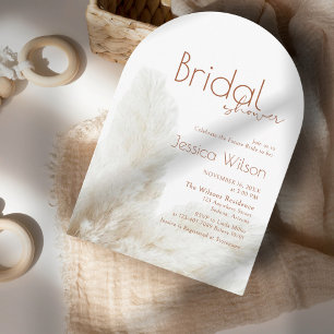Boho Neutral Fluff Pampas Grass Arch Bridal Shower Invitation
