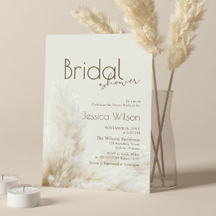 Boho Neutral Fluffy Pampas Grass Bridal Shower Invitation
