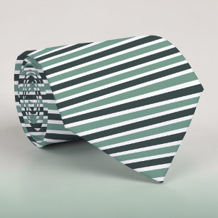 Boho Neutral Greens Colored Stripes Necktie