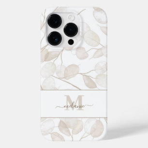 Boho Neutral Money Plant Custom Name Initial Case-Mate iPhone 14 Pro Case