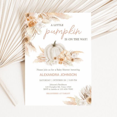 Boho Neutral Pumpkin Baby Shower Invitation