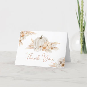 Boho Neutral Pumpkin Baby Shower Letterpress Thank You Card
