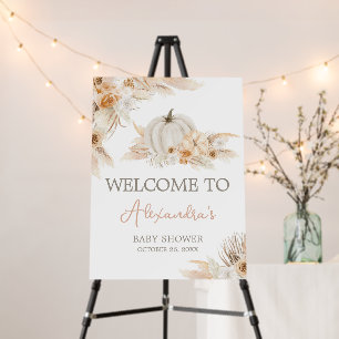 Boho Neutral Pumpkin Baby Shower Welcome Sign