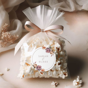 Boho Neutral Purple Floral Wedding Sticker