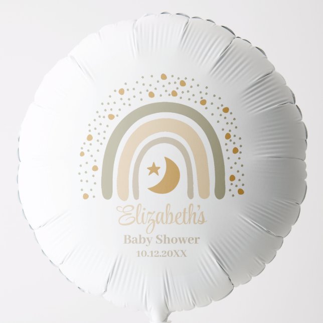 Boho Neutral Rainbow Baby Shower Balloon (Front)
