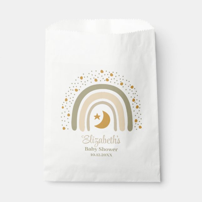 Boho Neutral Rainbow Baby Shower Favor Bag (Front)