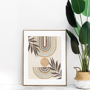 Boho Neutral Rainbow Leaf Abstract Wall Art Poster