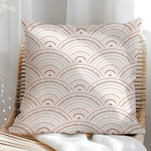 Boho Neutral Rainbow Pattern Pillow
