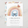 Boho Neutral Rainbow Peach Dusty Blue Butterfly Invitation
