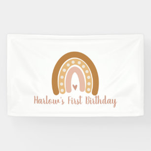 Boho Neutral Rainbow Personalized Banner