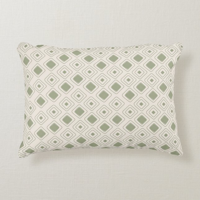 Boho Neutral Sage Tribal Geometric Aztec Pattern Accent Pillow (Front)