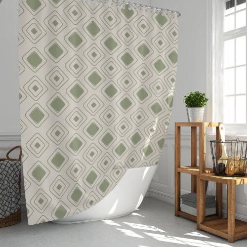 Boho Neutral Sage Tribal Geometric Aztec Pattern Shower Curtain