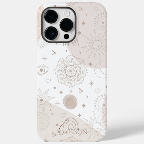 Boho Neutral Space Doodles Aesthetic Design Case_Mate iPhone 14 Pro Max Case