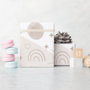 Boho Neutral Space Doodles Aesthetic Design Wrapping Paper