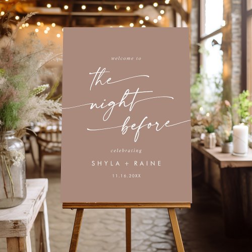 Boho Neutral Taupe Welcome The Night Before Sign