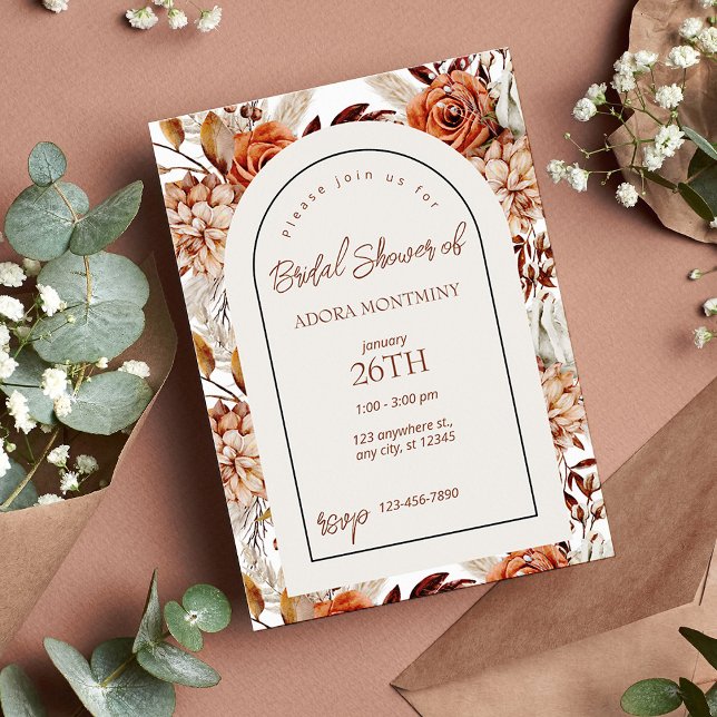 Boho Neutral Watercolor Pampas Bridal Shower Invitation (Creator Uploaded)