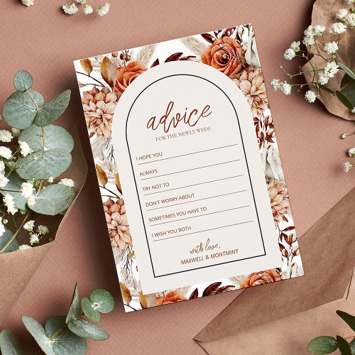 Boho Neutral Watercolor Pampas Wedding Advice Card