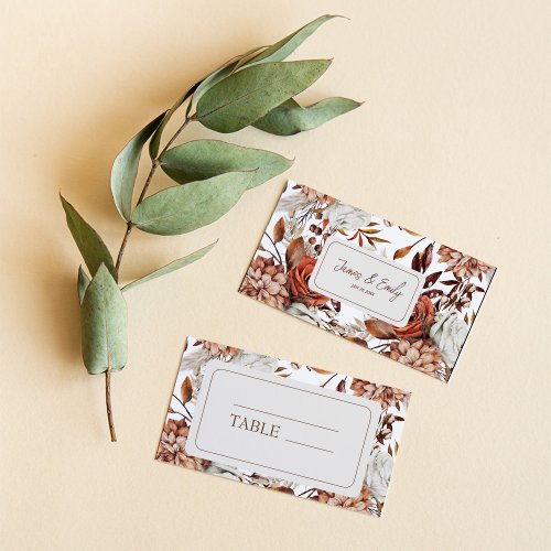 Boho Neutral Watercolor Pampas Wedding Place Card