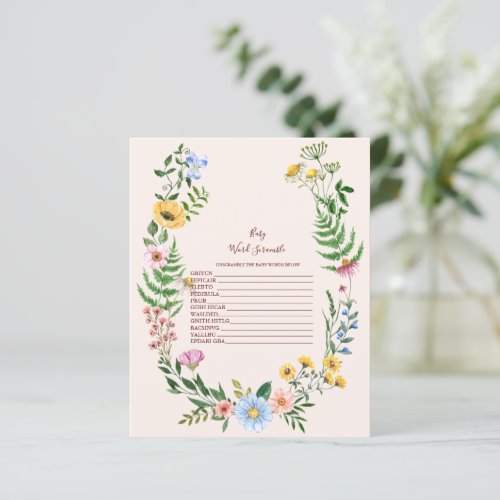 Boho Neutral Watercolor Wildflower Shower Game