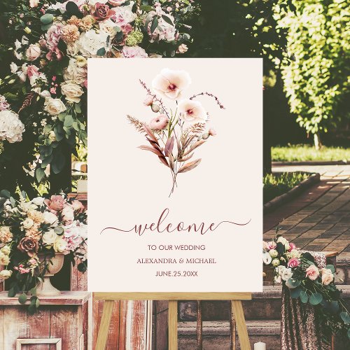 Boho Neutral Watercolor Wildflower Wedding  Foam Board