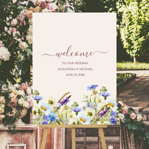Boho Neutral Watercolor Wildflower Wedding Foam Board