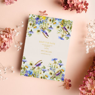 Boho Neutral Watercolor Wildflower Wedding Foil I Foil Invitation