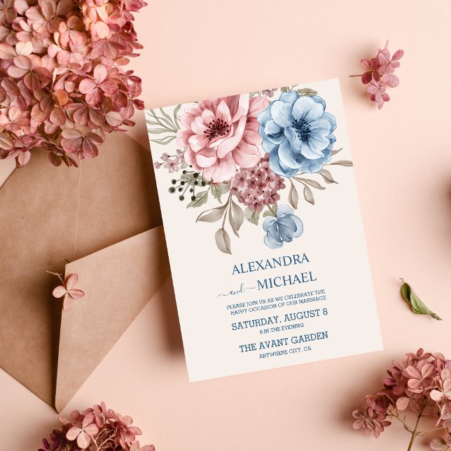 Boho Neutral Watercolor Wildflower Wedding Invitat Invitation (Creator Uploaded)