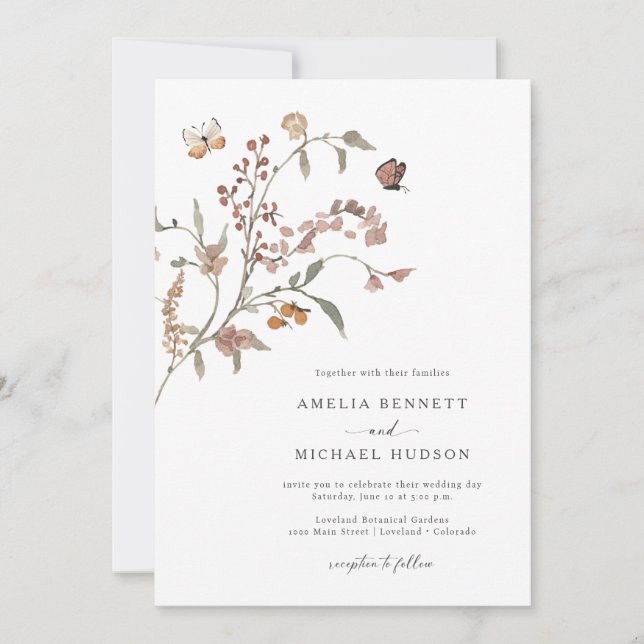 Boho Neutral Wedding Invitation (Front)