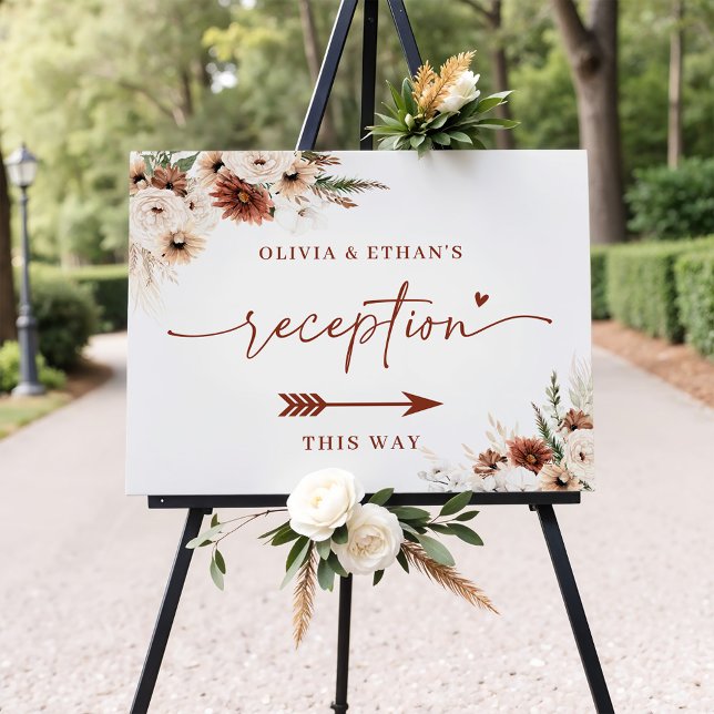 Boho Neutral Wedding Reception Direction Sign (Creator Uploaded)