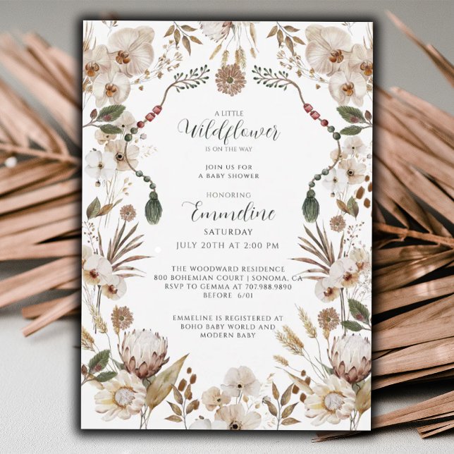 Boho Neutral Wildflower Baby Shower Invitation (Creator Uploaded)