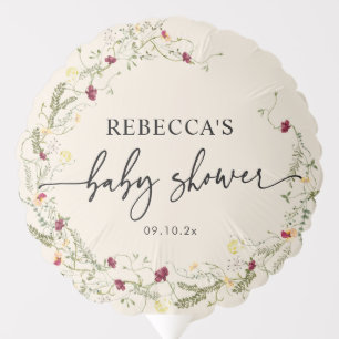 Boho Neutral Wildflowers Baby Shower Balloon