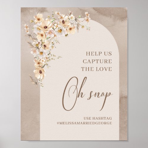 Boho neutral wildflowers capture the love oh snap poster