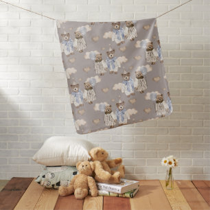 Boho Neutrals Baby Blanket in Bears & Blues