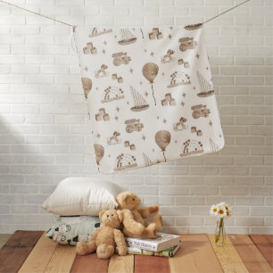 Boho Neutrals Baby Blanket with Baby Toys