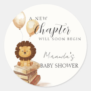 Boho New Chapter Wild Lion Balloon Baby Shower  Classic Round Sticker