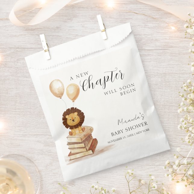 Boho New Chapter Wild Lion Balloon Baby Shower  Favor Bag (Clipped)