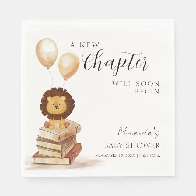 Boho New Chapter Wild Lion Balloon Baby Shower  Napkins (Front)
