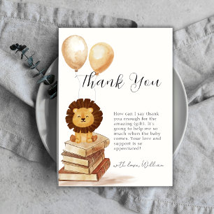 Boho New Chapter Wild Lion Balloon Baby Shower  Thank You Card